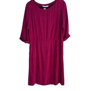 Carol Anderson California Vintage Linen‎ Look 3/4 Sleeve Boat Neck Midi Dress L